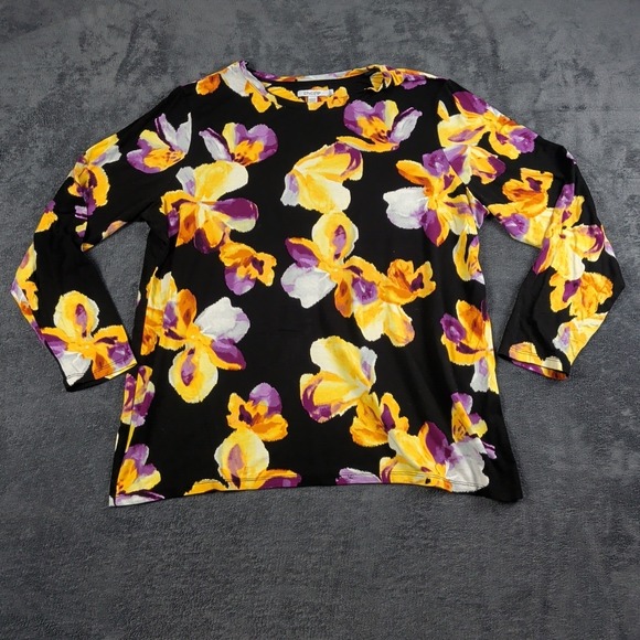 Chico's Tops - CHICOS Blouse Womens Size 1 / Medium Top Floral Art To Wear White Blue